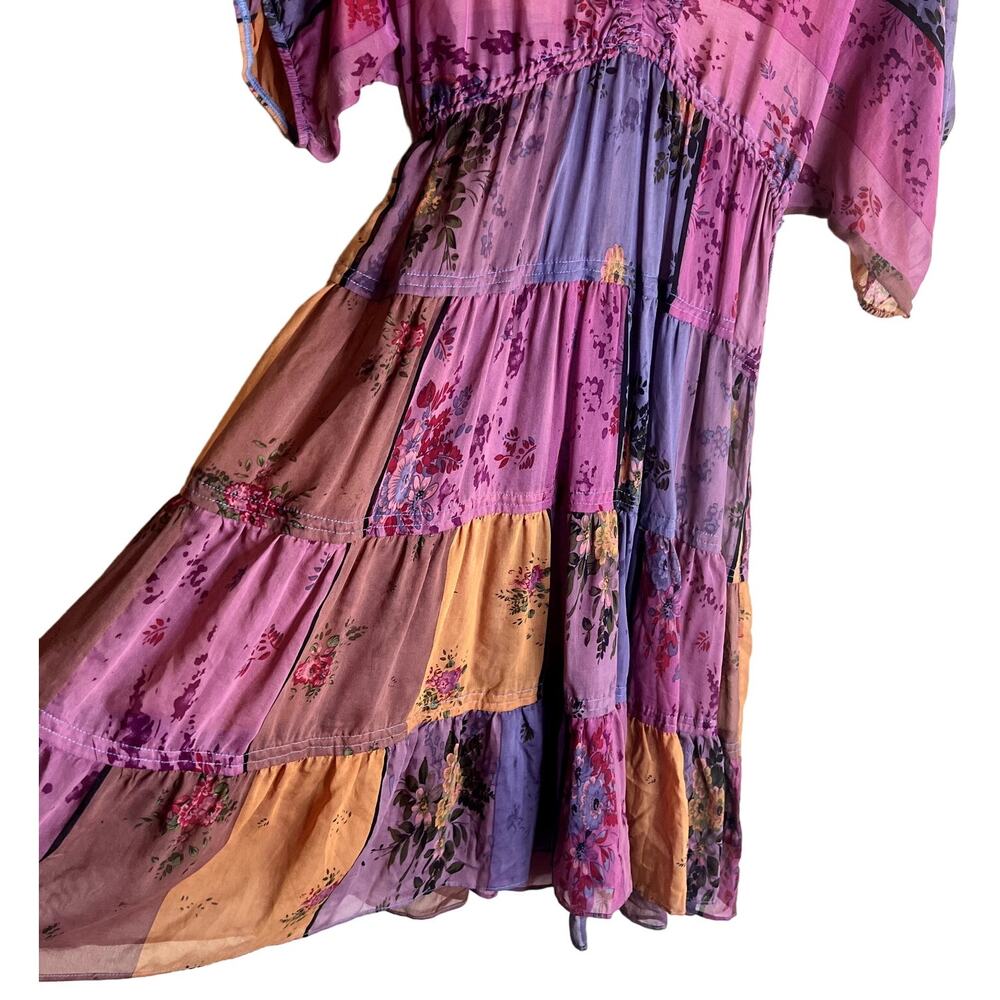 A Common Thread Silk Blend Dress Women Size Small Fit Flare Art To Wear Hippie - Picture 6 of 10